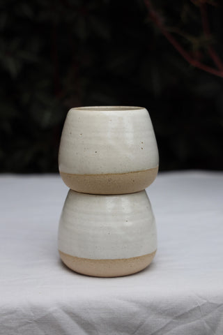 Pair of standard tea cups or coffee mugs with handle in arctic