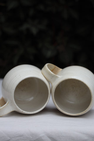 Pair of standard tea cups or coffee mugs with handle in arctic