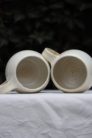 Pair of standard tea cups or coffee mugs with handle in arctic