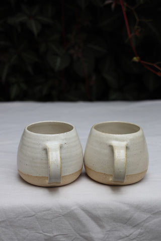 Pair of standard tea cups or coffee mugs with handle in arctic