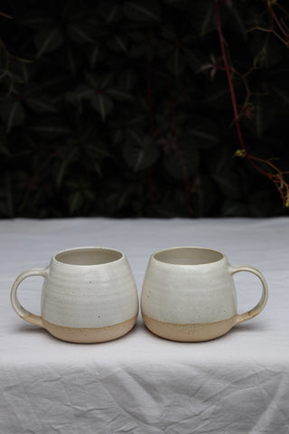Pair of standard tea cups or coffee mugs with handle in arctic