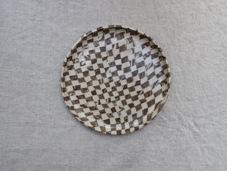 Set of four Chickedey-Checkedey plates with matching napkin rings