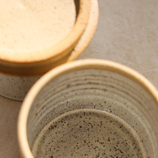 Butter bell or butter keeper raw stoneware