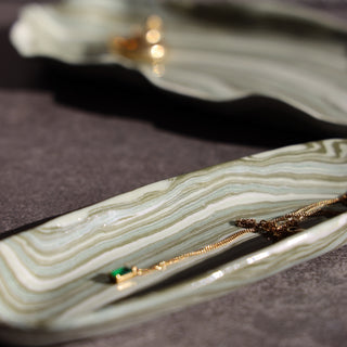 Green marbled trinket tray