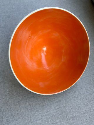 Carved deep serving bowl in cantaloupe